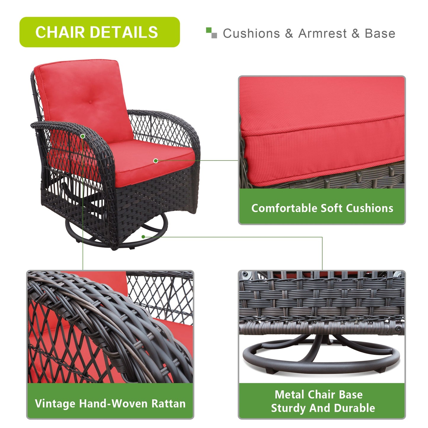 Exclusive set of wicker swivel armchairs with table - Comfort and style for your terrace or garden