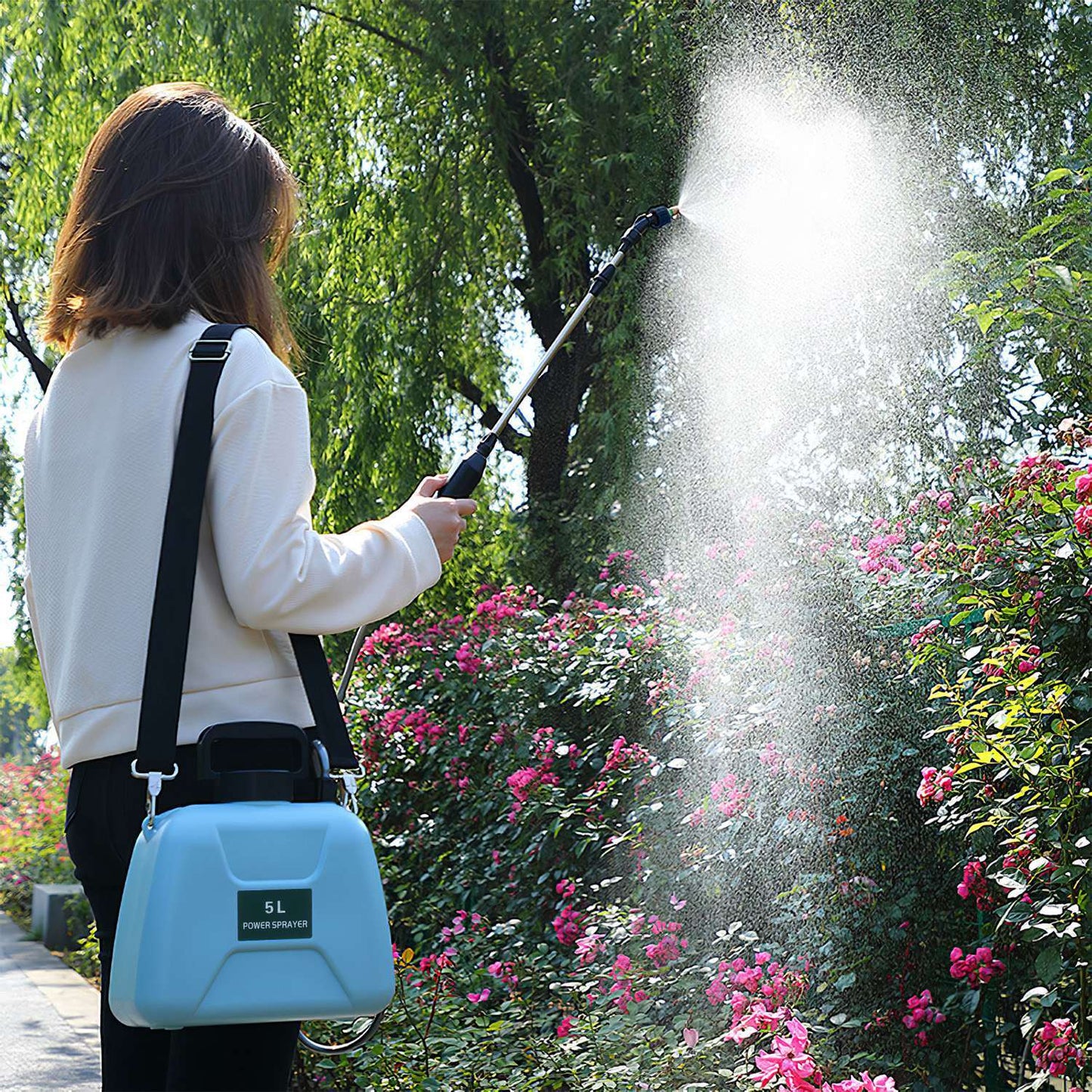 Pulverizador eléctrico telescópico recargable – Potencia y comodidad para tu jardín