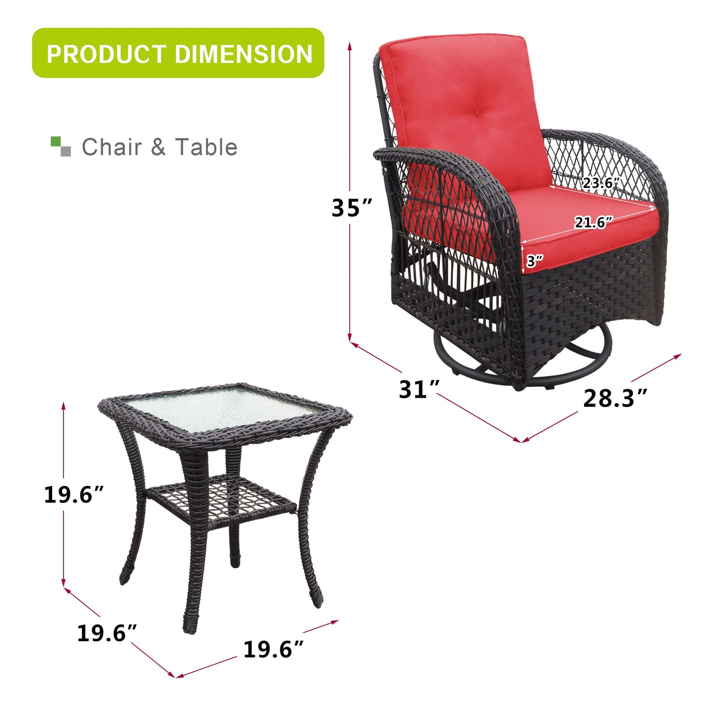 Exclusive set of wicker swivel armchairs with table - Comfort and style for your terrace or garden