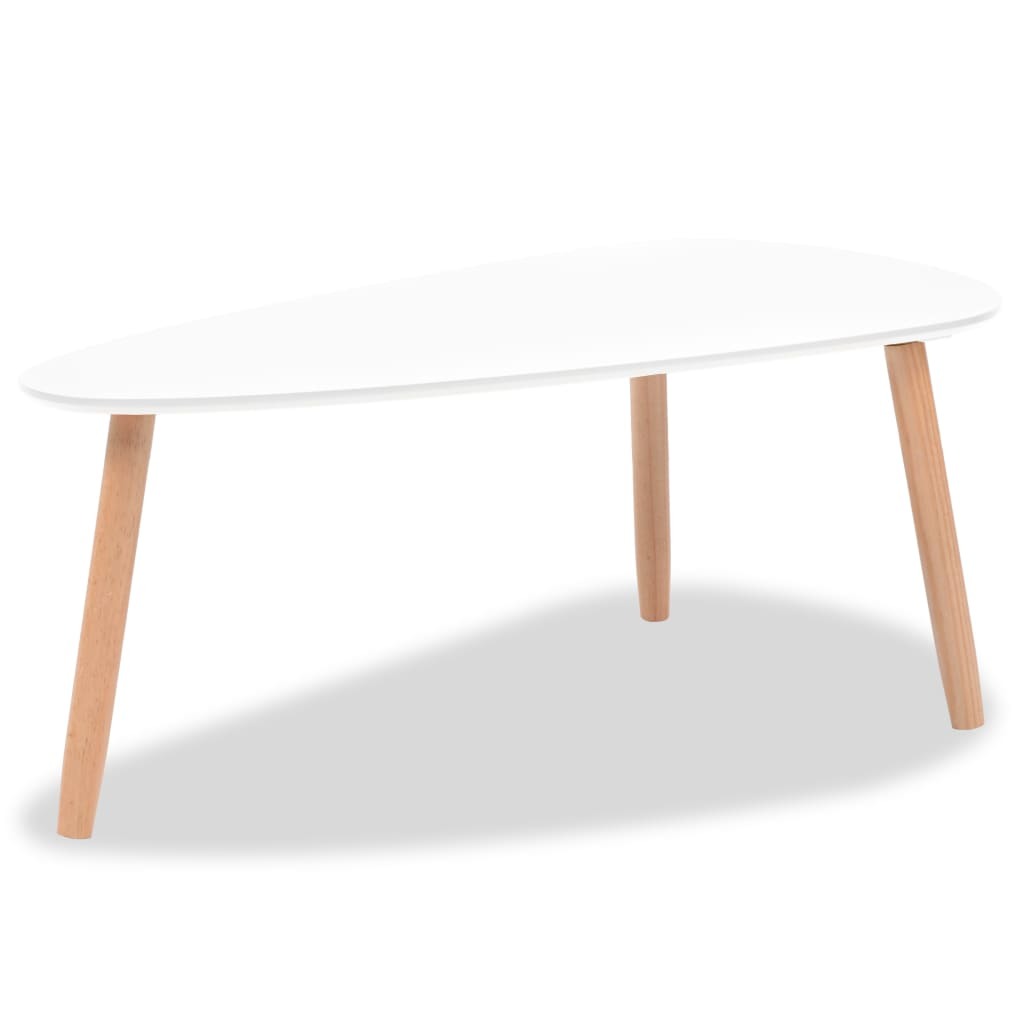 Scandinavian Coffee Table Set - Elegance in White Solid Pine Wood (2 pieces)