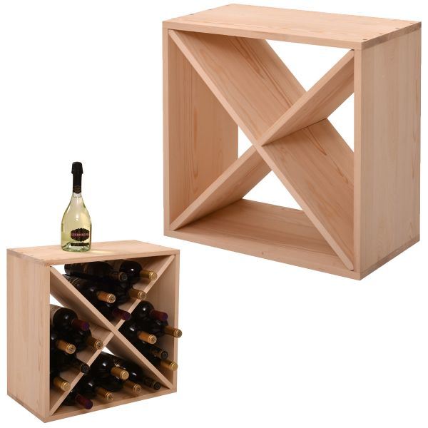 Premium 24-bottle Modular Bottle Rack - Stylish solid wood stackable design