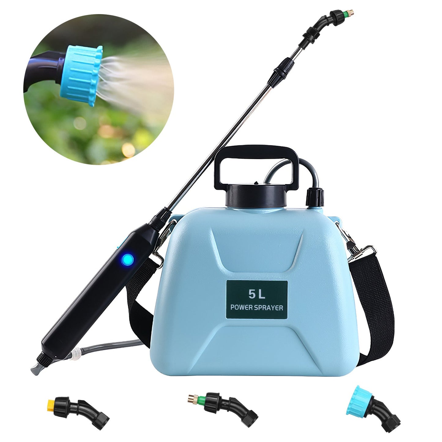 Pulverizador eléctrico telescópico recargable – Potencia y comodidad para tu jardín