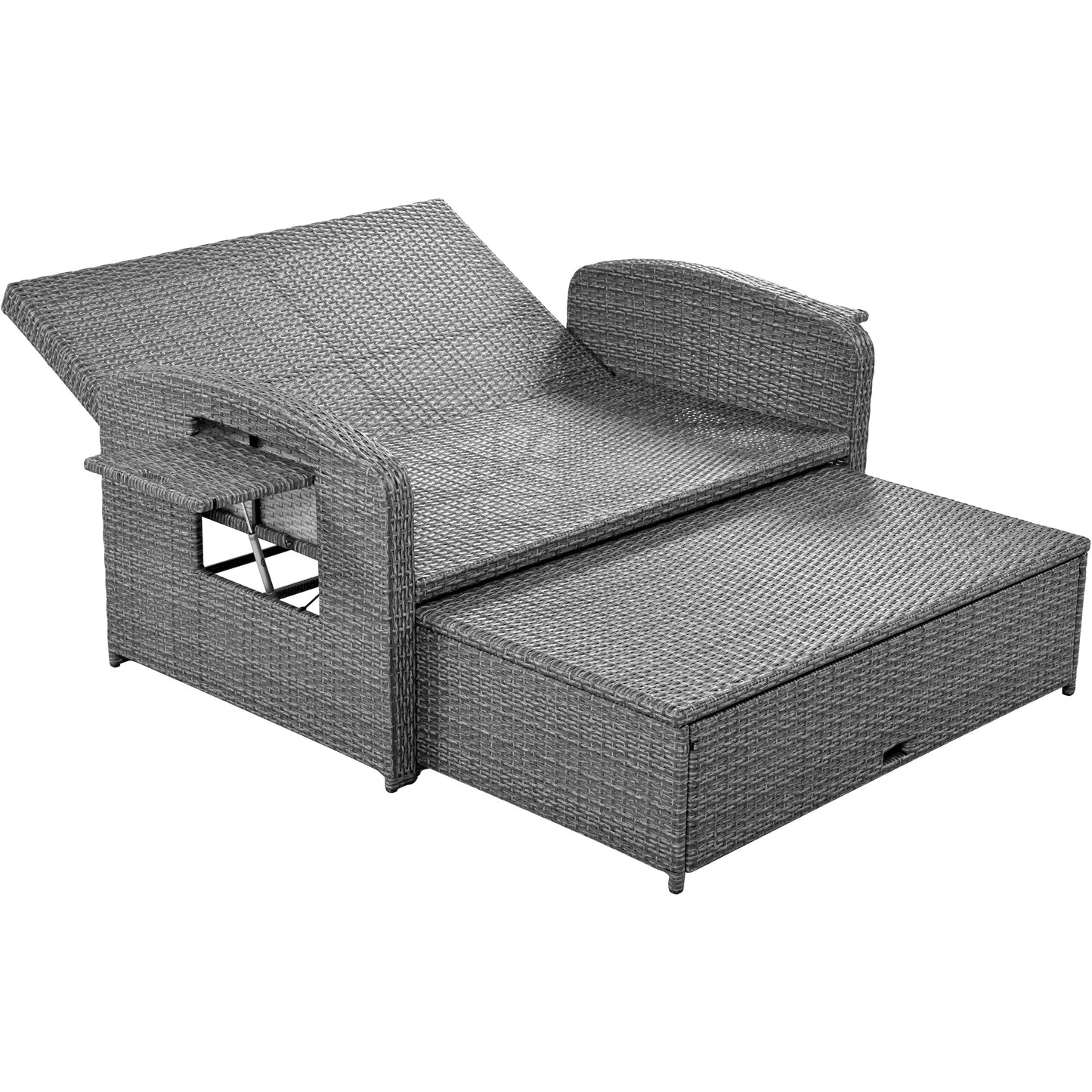 Sofá cama doble de exterior en ratán sintético con cojines premium