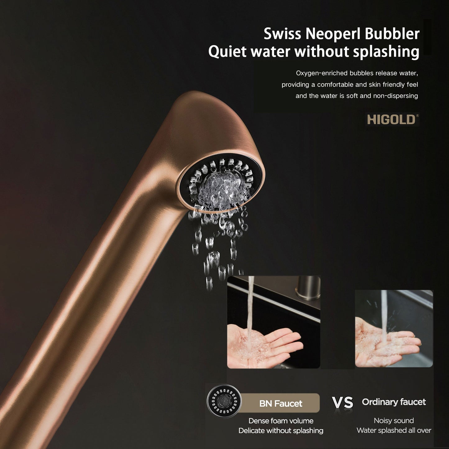 Grifo de cocina extraíble monomando – Acabado negro y dorado Home & Garden - Home Improvement - Kitchen Fixtures - Kitchen Faucets | Zulter VIP .