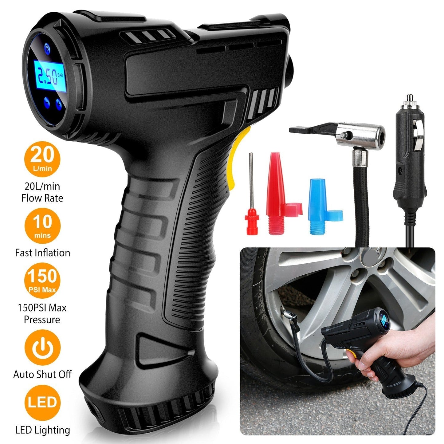 "Inflador Digital Portátil con Luz LED - Infla tu coche en 5 minutos" Automobiles & Motorcycles - Car Repair Tools - Filling Equipment | Zulter VIP