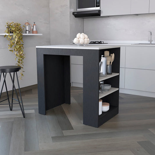 Isla de cocina con tres estantes laterales Doyle, mármol negro/Ibiza Home & Garden - Furniture - Home Furniture - Kitchen Furniture | Zulter VIP
