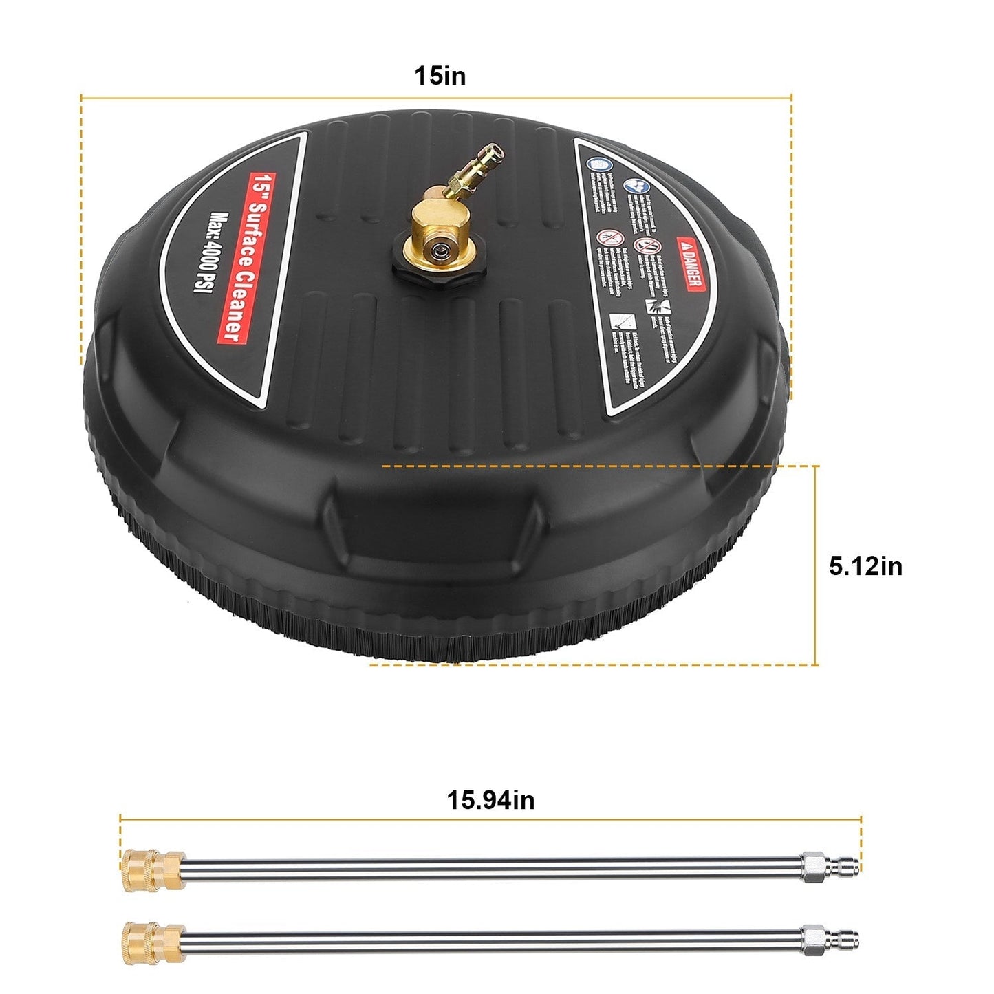 Limpiador de superficies planas a presión 15" | 4000 PSI con boquillas giratorias Home & Garden - Household Cleaning - Household Cleaning Tools | Zulter VIP