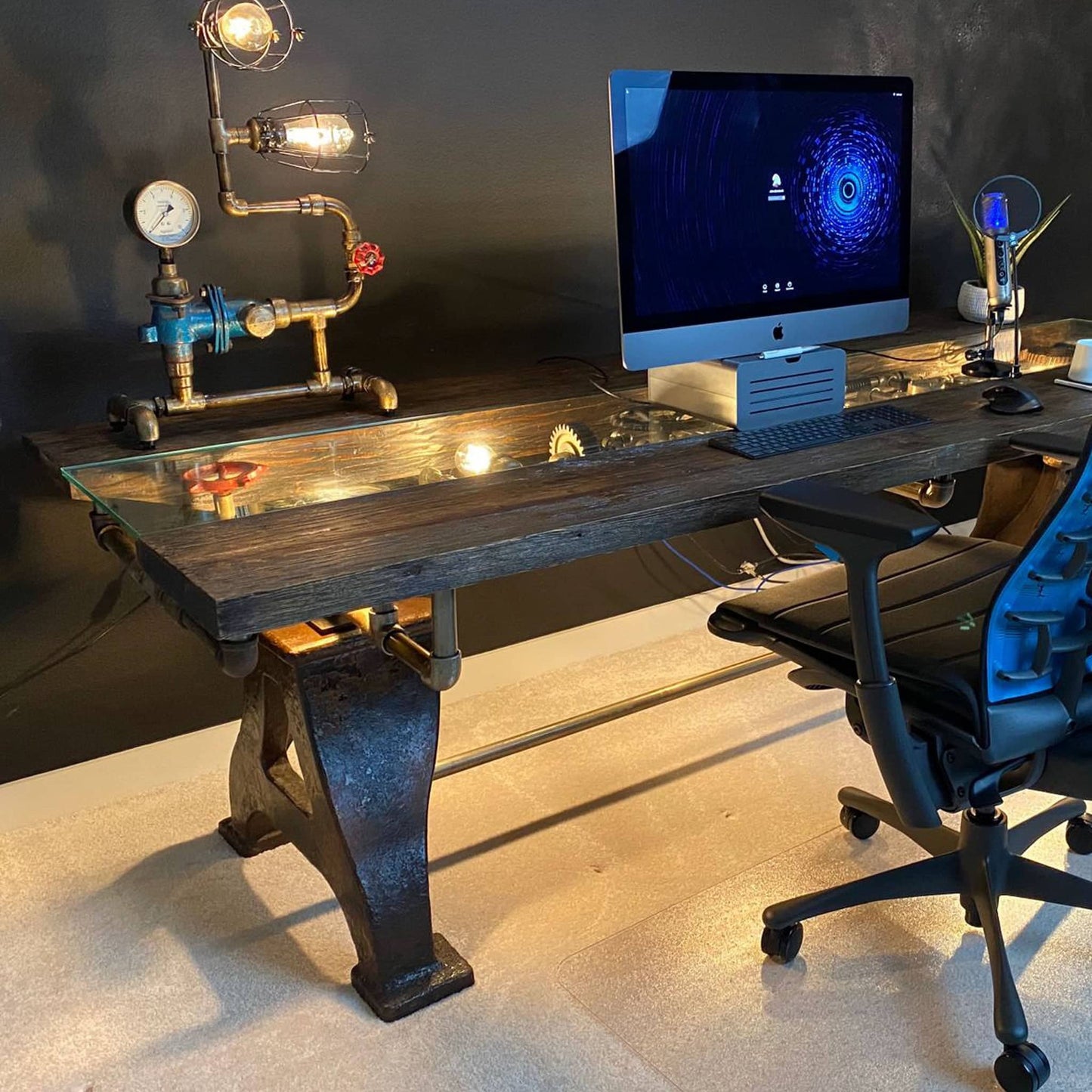 Mesa de comedor artesanal estilo Steampunk – Obra maestra exclusiva Home & Garden - Furniture - Home Furniture - Dining Room Furniture | Zulter VIP