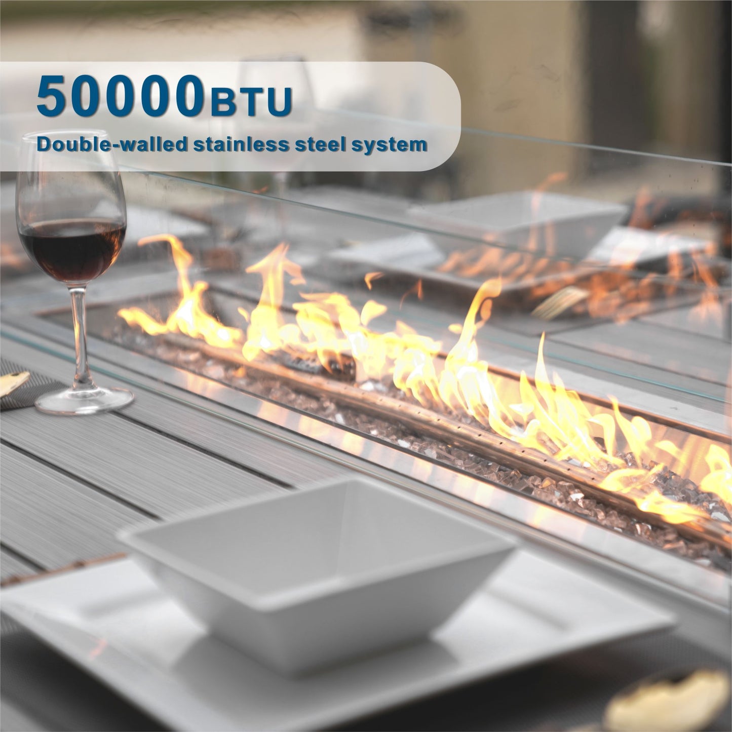 Mesa de comedor con fogón central de ratán sintético y aluminio – Diseño exclusivo para exterior e interior Home & Garden - Kitchen, Dining & Bar - Table Decoration & Accessories | Zulter VIP