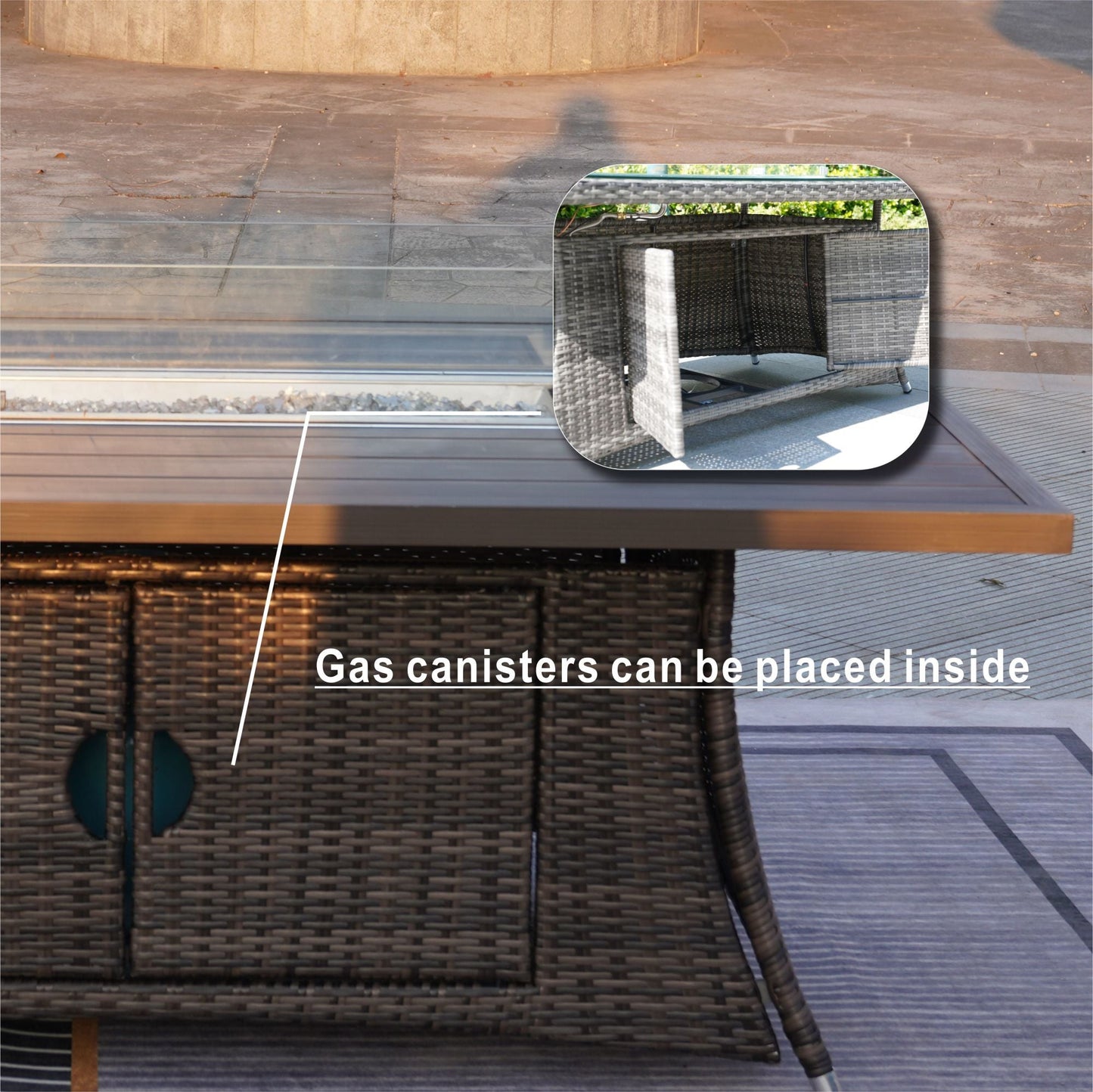 Mesa de comedor con fogón central de ratán sintético y aluminio – Diseño exclusivo para exterior e interior Home & Garden - Kitchen, Dining & Bar - Table Decoration & Accessories | Zulter VIP