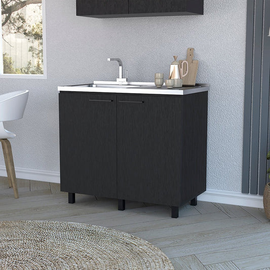 Mueble fregadero Burwood negro con fregadero integrado y amplio almacenamiento Home & Garden - Furniture - Home Furniture - Kitchen Furniture | Zulter VIP
