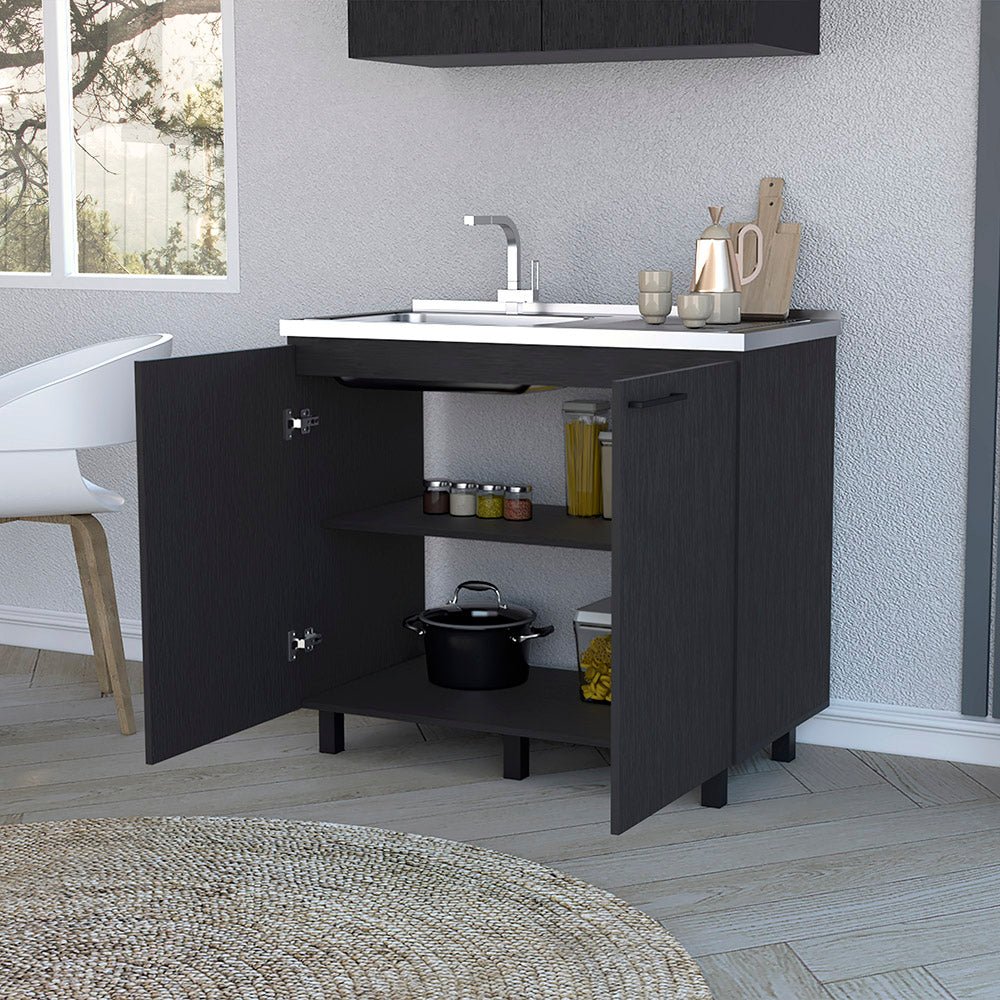 Mueble fregadero Burwood negro con fregadero integrado y amplio almacenamiento Home & Garden - Furniture - Home Furniture - Kitchen Furniture | Zulter VIP