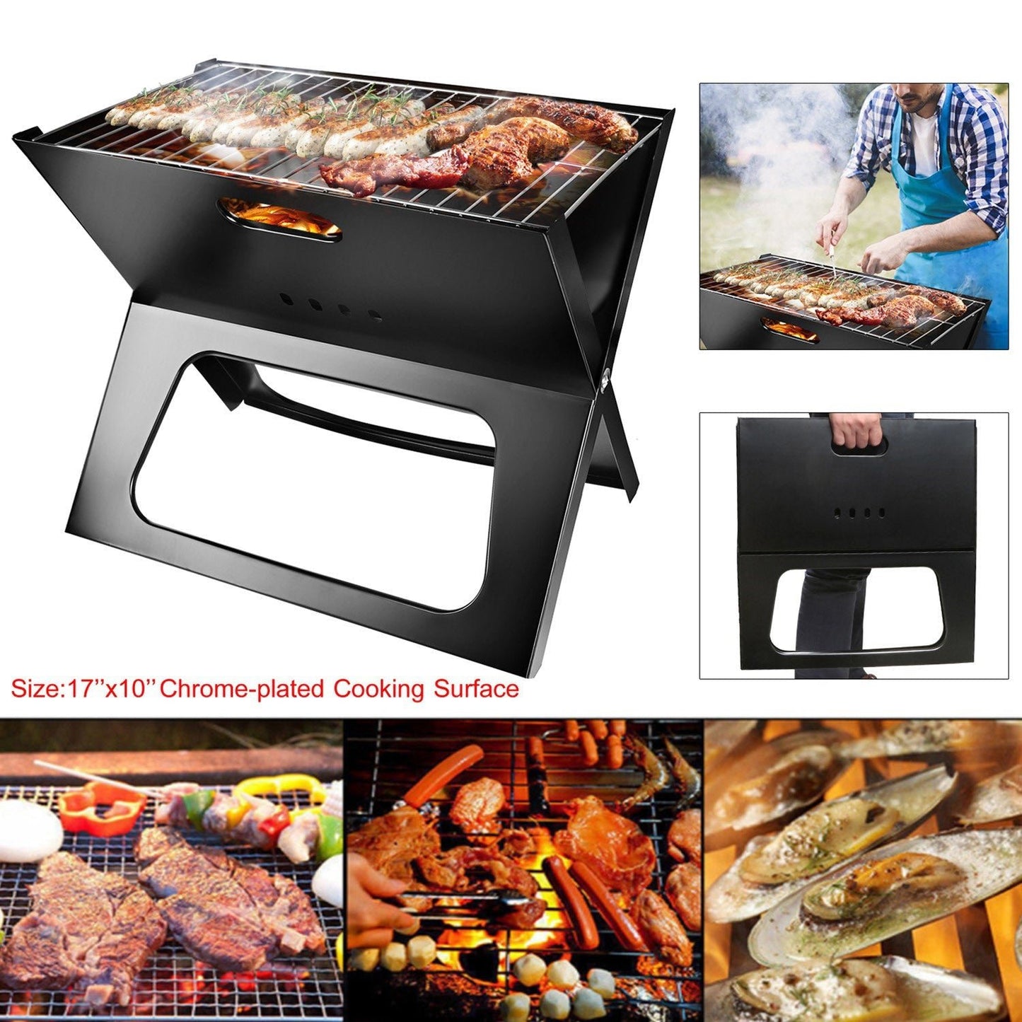 Parrilla portátil de carbón plegable para camping, jardín y viajes Home & Garden - Garden Supplies - BBQ | Zulter VIP