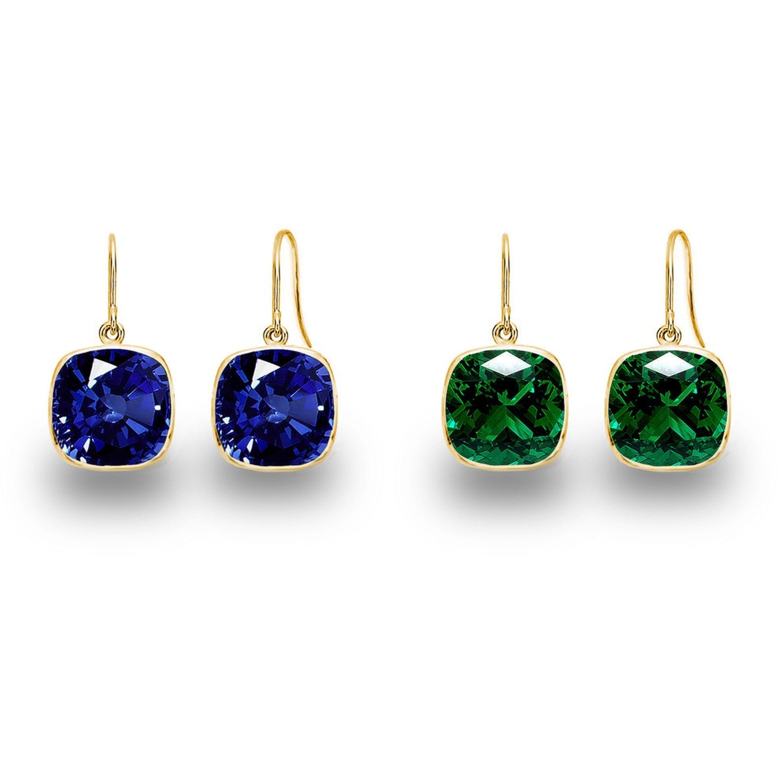 Pendientes colgantes en oro 14K con zafiro y esmeralda cultivados (5 ct) Jewelry & Accessories - Earrings - Drop Earrings | Zulter VIP