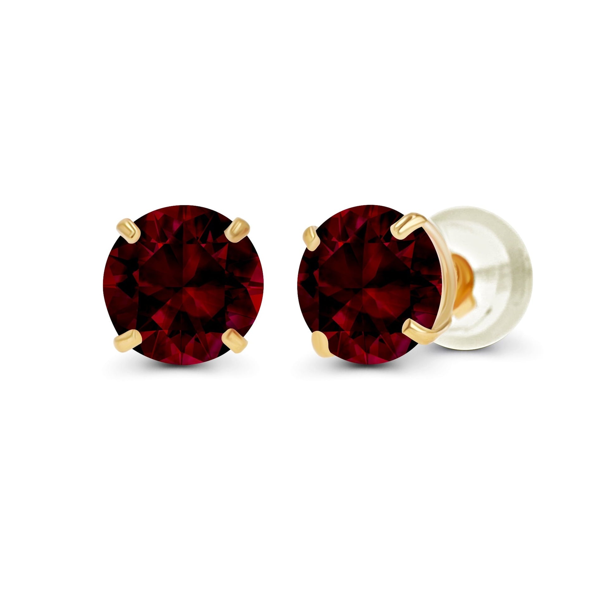 Pendientes de granate rojo natural 2 quilates en oro 14K (clásicos y elegantes) Jewelry & Accessories - Earrings - Stud Earrings | Zulter VIP
