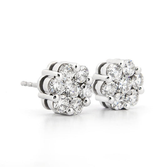 Pendientes florales en oro 14K con 2 quilates de diamantes certificados AGI Jewelry & Accessories - Earrings - Stud Earrings | Zulter VIP