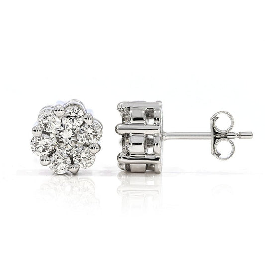 Pendientes florales en oro 14K con 2 quilates de diamantes certificados AGI Jewelry & Accessories - Earrings - Stud Earrings | Zulter VIP