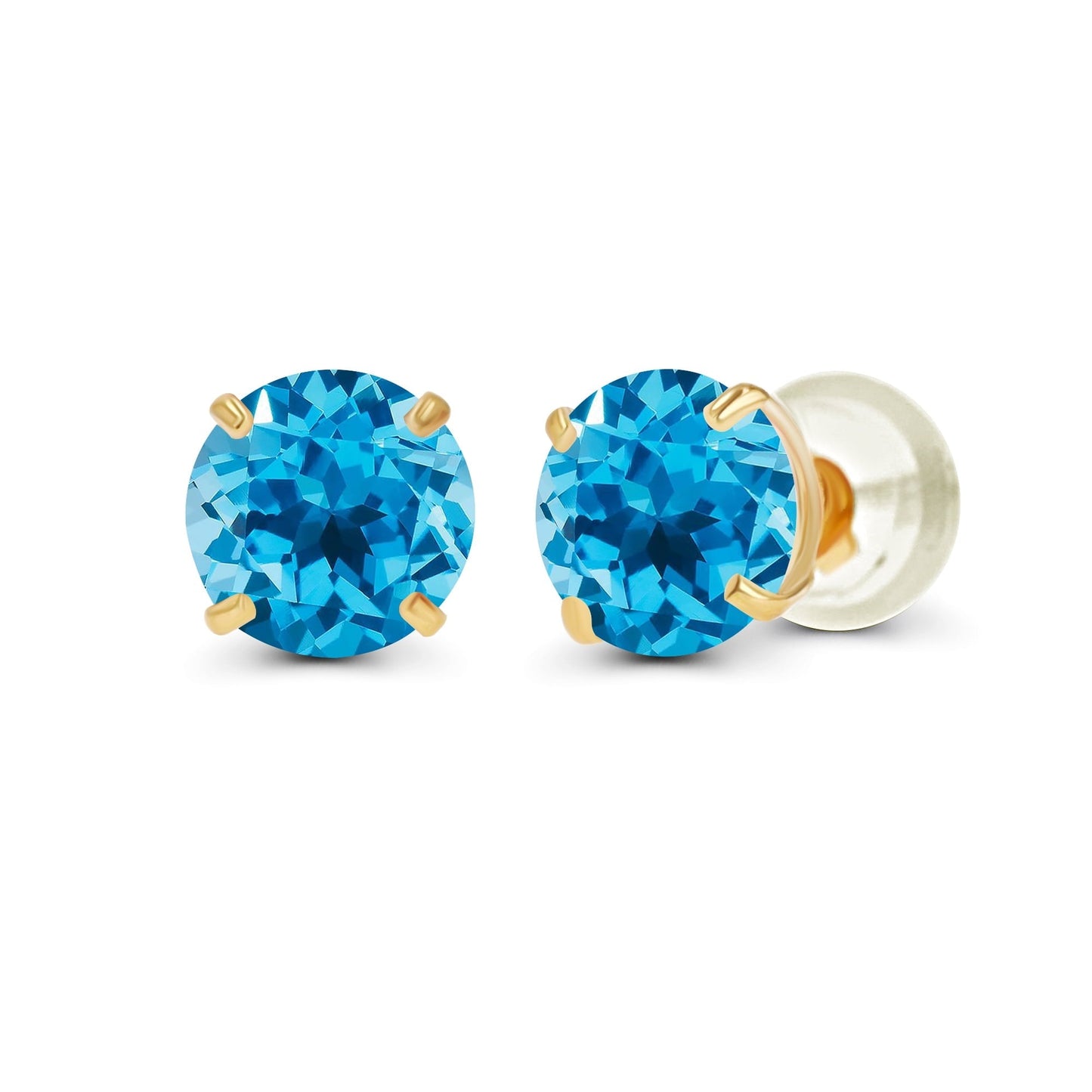 Pendientes Topacio Azul Suizo Natural 2.00 CTW en Oro Amarillo 14k Jewelry & Accessories - Earrings - Stud Earrings | Zulter VIP