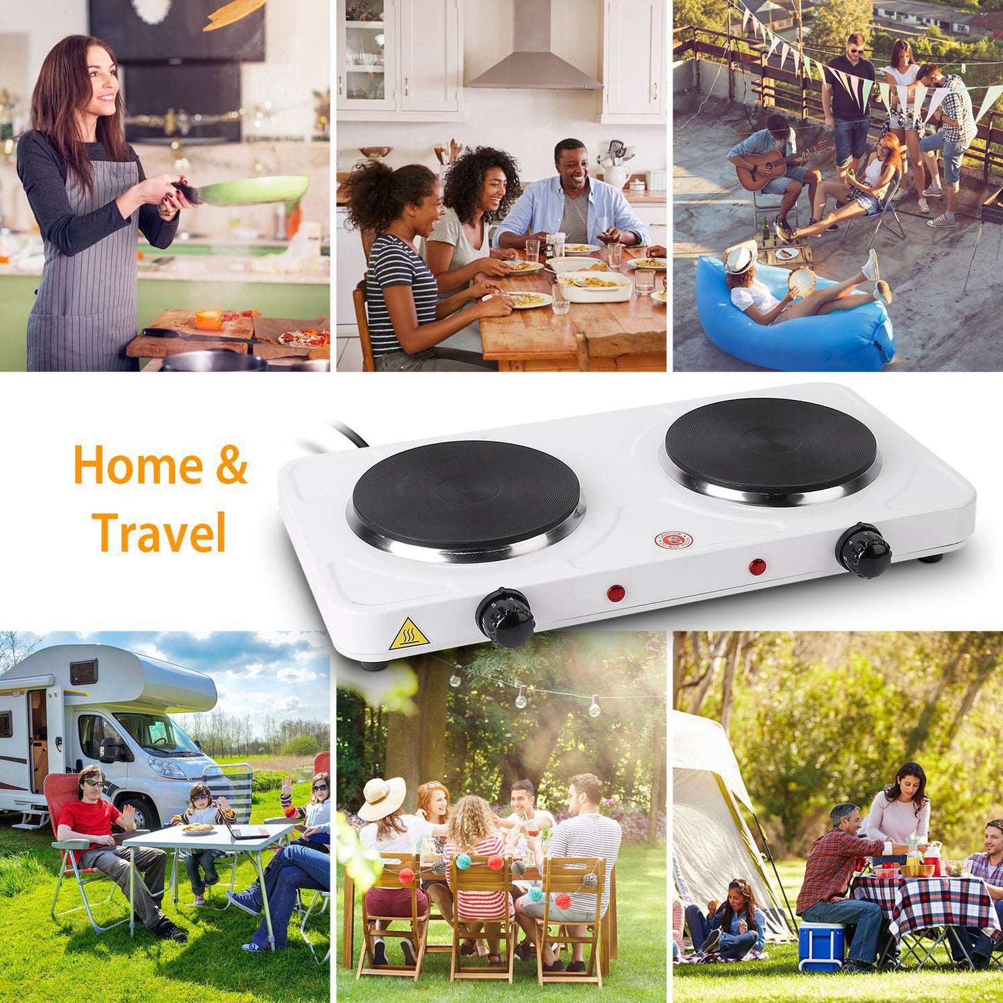 Placa Eléctrica Doble Portátil 2000W con Control de Temperatura Home & Garden - Kitchen, Dining & Bar - Other Kitchen Tools & Gadgets | Zulter VIP