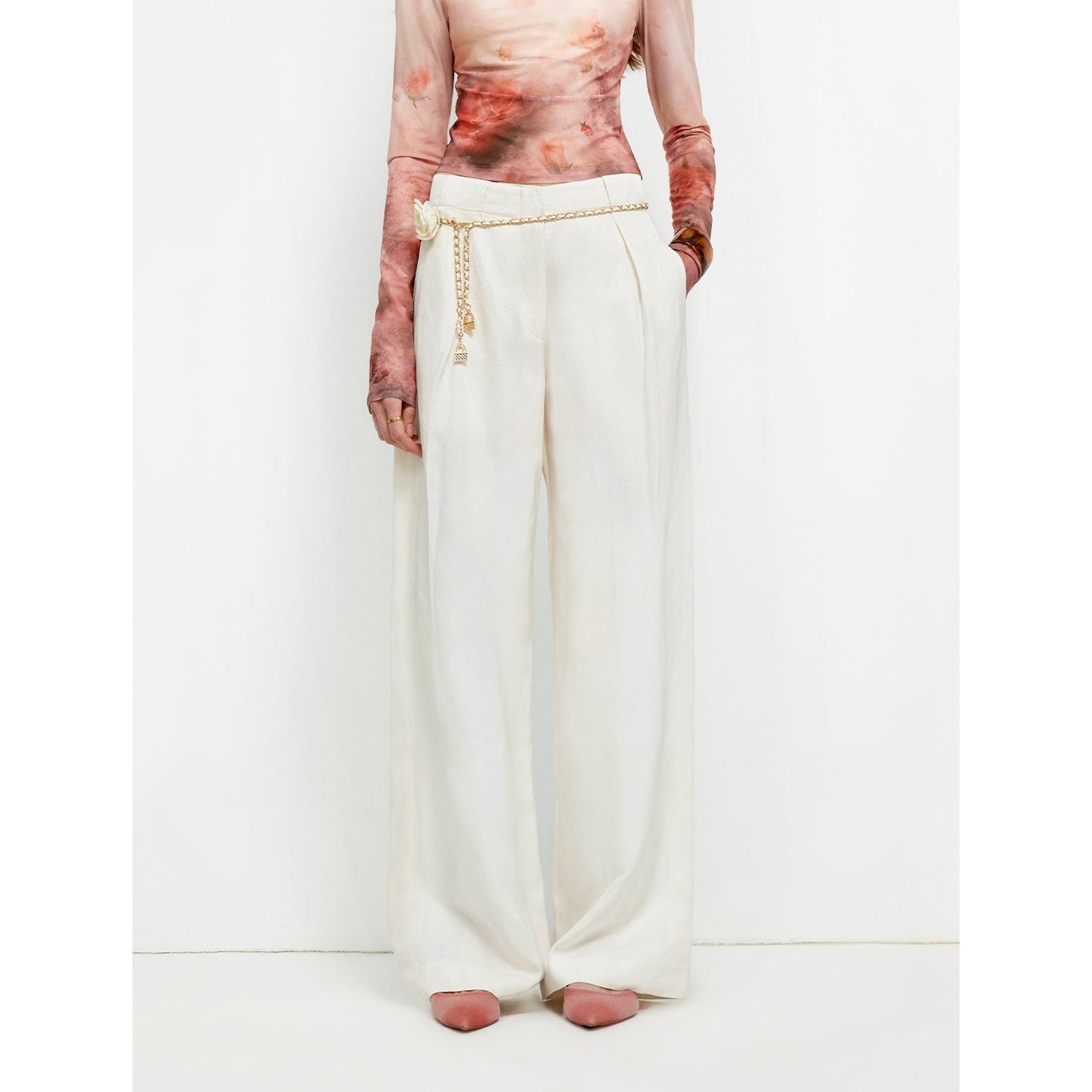 "Relaxed Old Money" Acetate Linen Old Money - Inspired Draped Mid - Waist Single - Pleat Straight - Leg Wide - Leg Casual Pants Women's Fashion - Women's Clothing - Bottoms - Pants & Capris | Zulter VIP