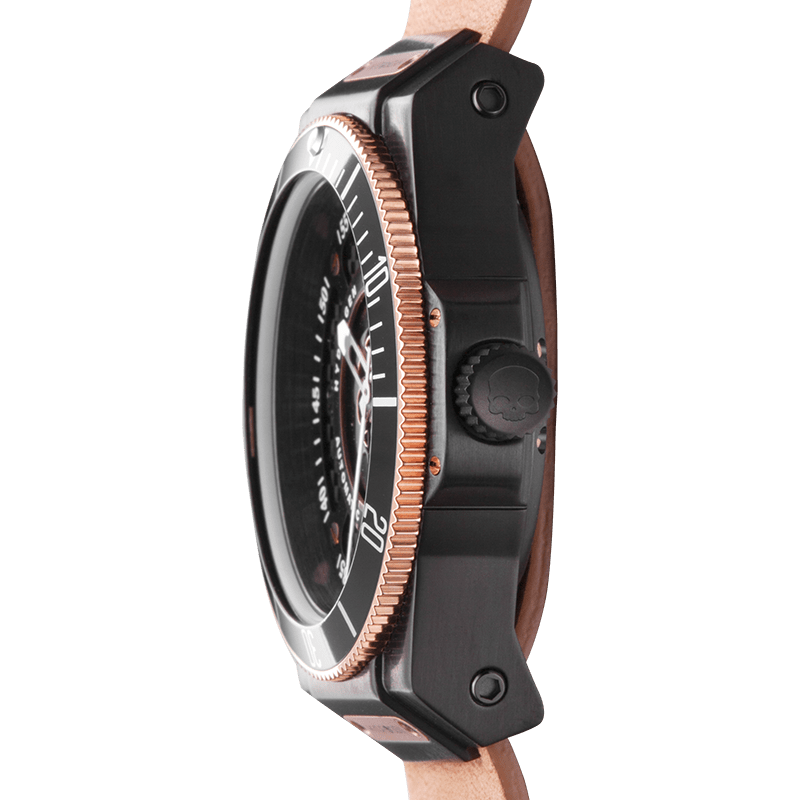 Reloj de Lujo Skull Rose Nato - Fuerza Oscura en Cuero Marrón Premium Watches | Zulter VIP