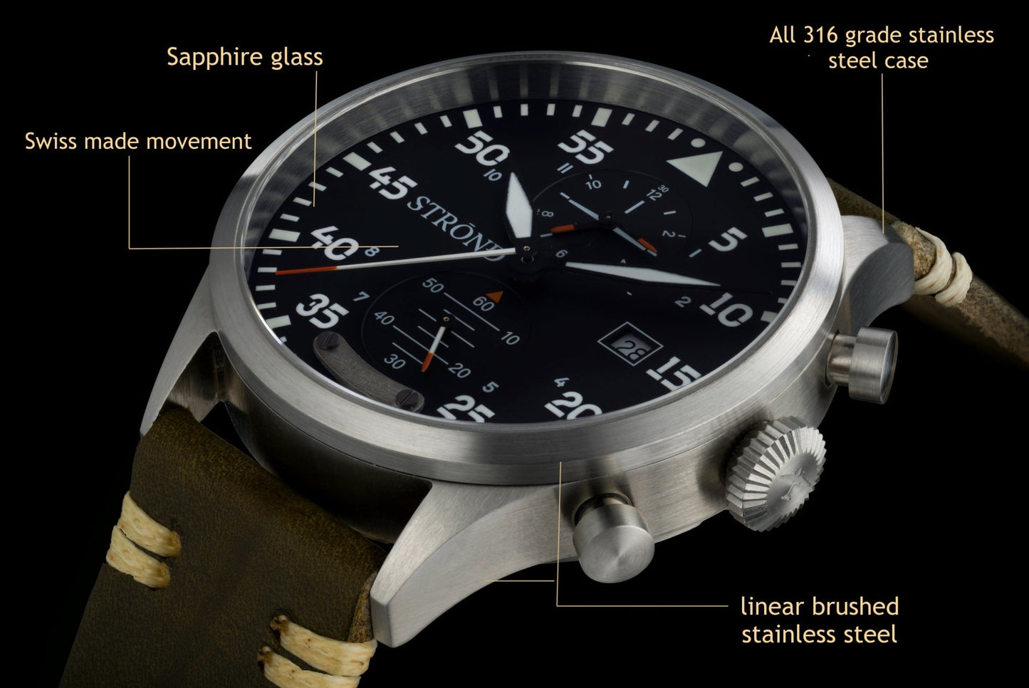 Reloj STROND DC3 MkII de acero inoxidable – Edición Limitada Inspirada en la Aviación Watches | Zulter VIP