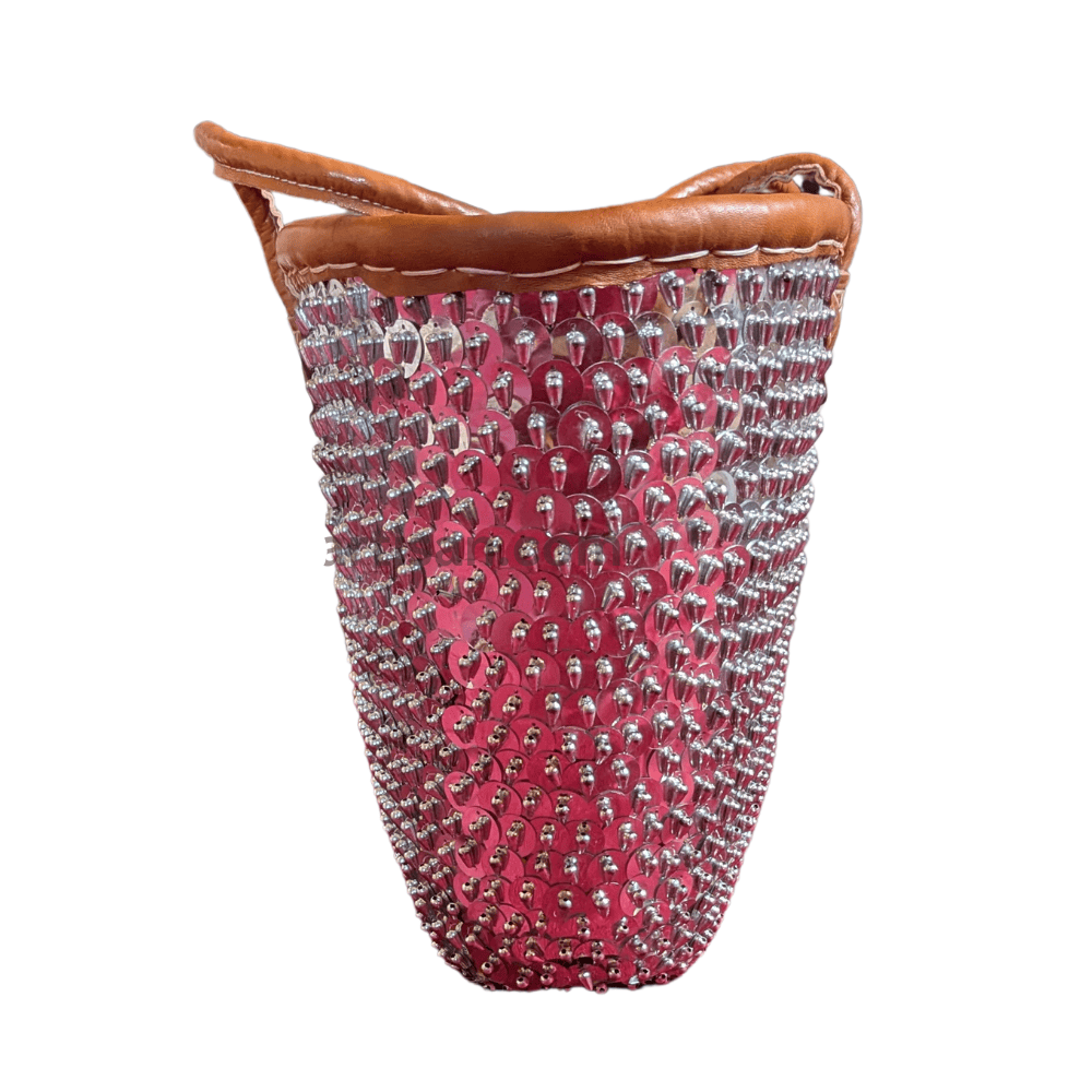 Artisan Sparkling Bag with Leather Details - Handmade in Morocco