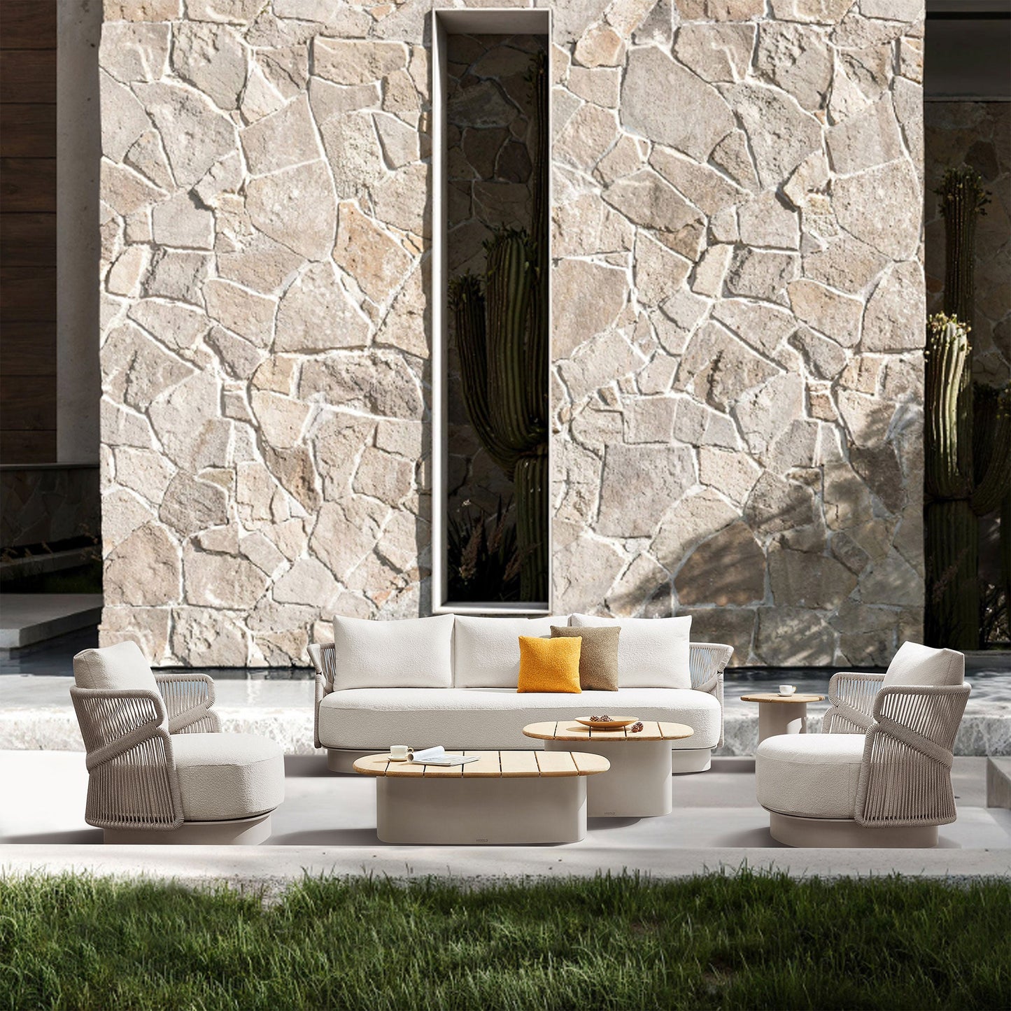 Set Exterior HIGOLD Aio en Teca y Aluminio Premium – Sofá de 5 Plazas con Cojines Extra Gruesos Home & Garden - Furniture - Outdoor Furniture - Garden Sets | Zulter VIP .