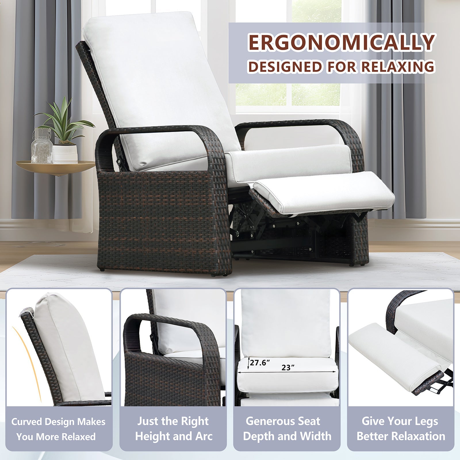 🌿 Sillón reclinable de jardín con reposapiés – Confort total al aire libre Home & Garden - Furniture - Outdoor Furniture - Garden Chairs | Zulter VIP