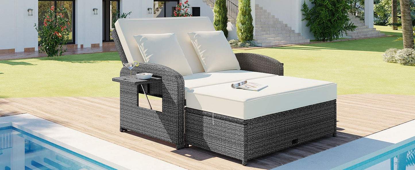 Sofá cama doble de exterior en ratán sintético con cojines premium Home & Garden - Furniture - Home Furniture - Living Room Furniture | Zulter VIP