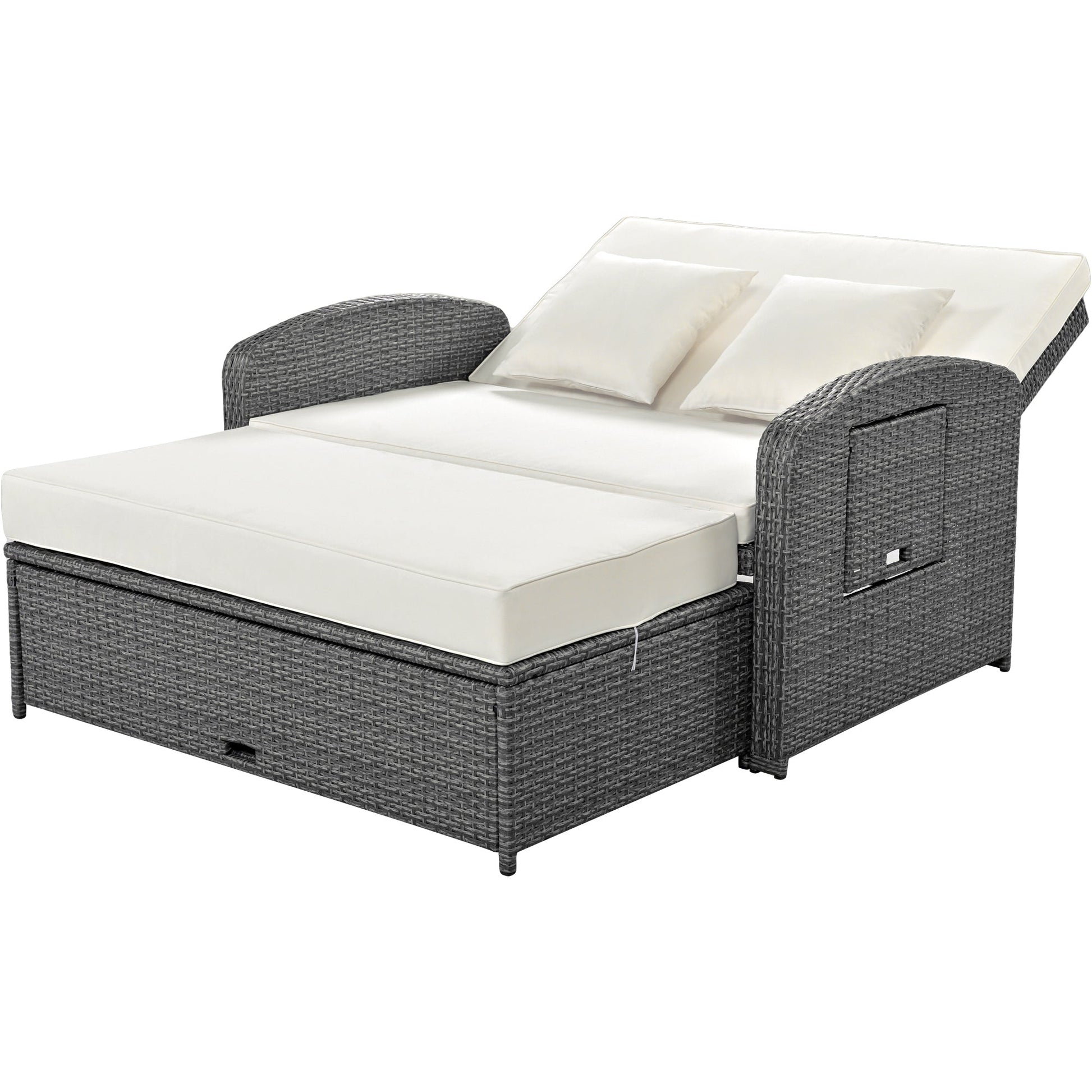 Sofá cama doble de exterior en ratán sintético con cojines premium Home & Garden - Furniture - Home Furniture - Living Room Furniture | Zulter VIP