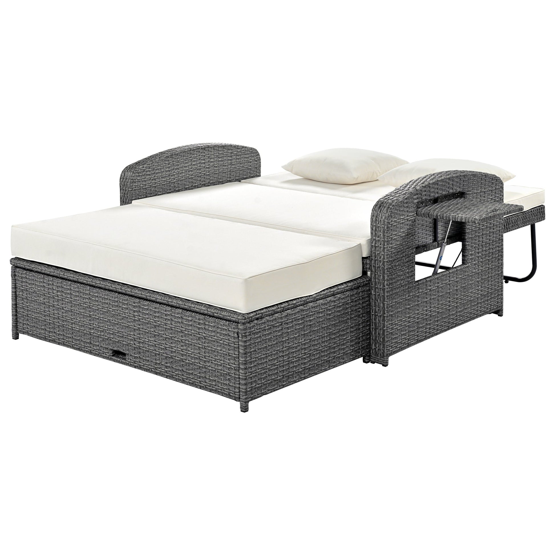 Sofá cama doble de exterior en ratán sintético con cojines premium Home & Garden - Furniture - Home Furniture - Living Room Furniture | Zulter VIP