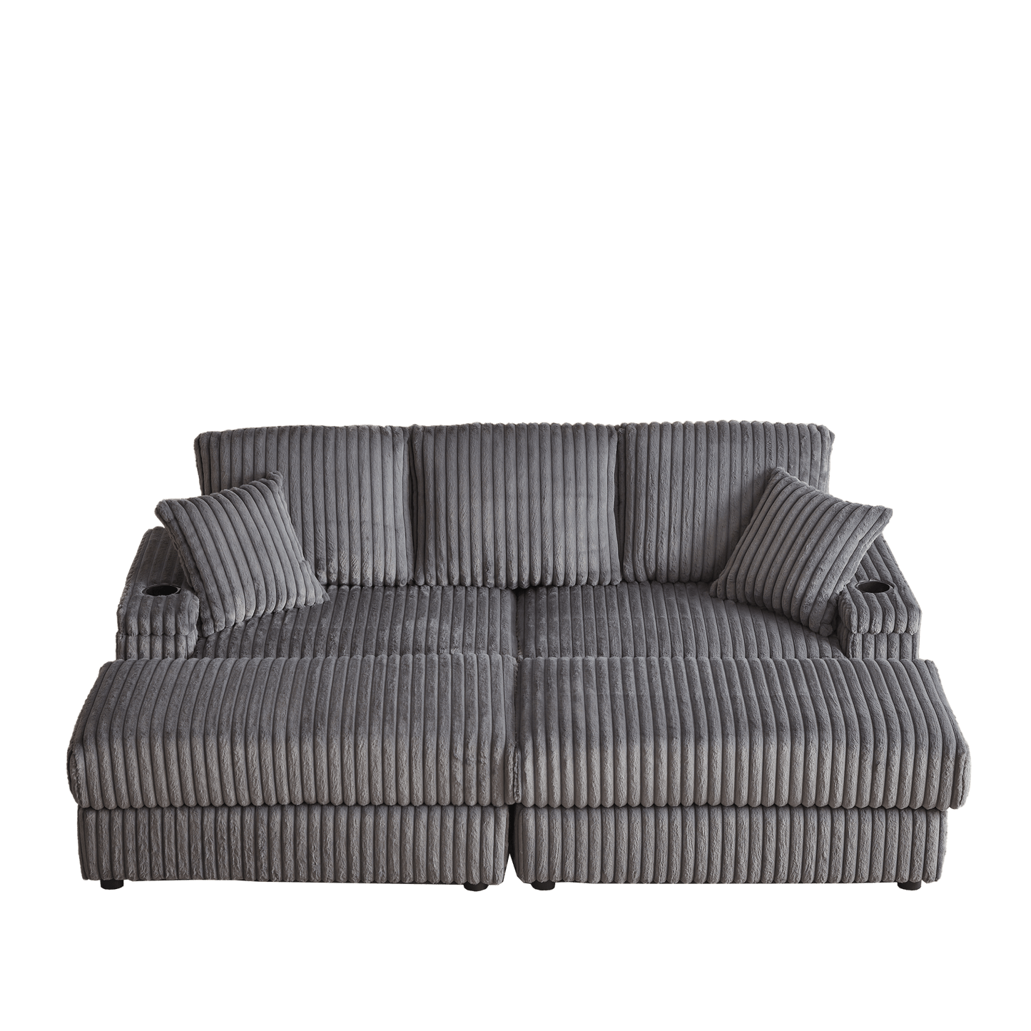 Sofá de pana 3 plazas con cojines y otomana – Estilo moderno Home & Garden - Furniture - Home Furniture | Zulter VIP