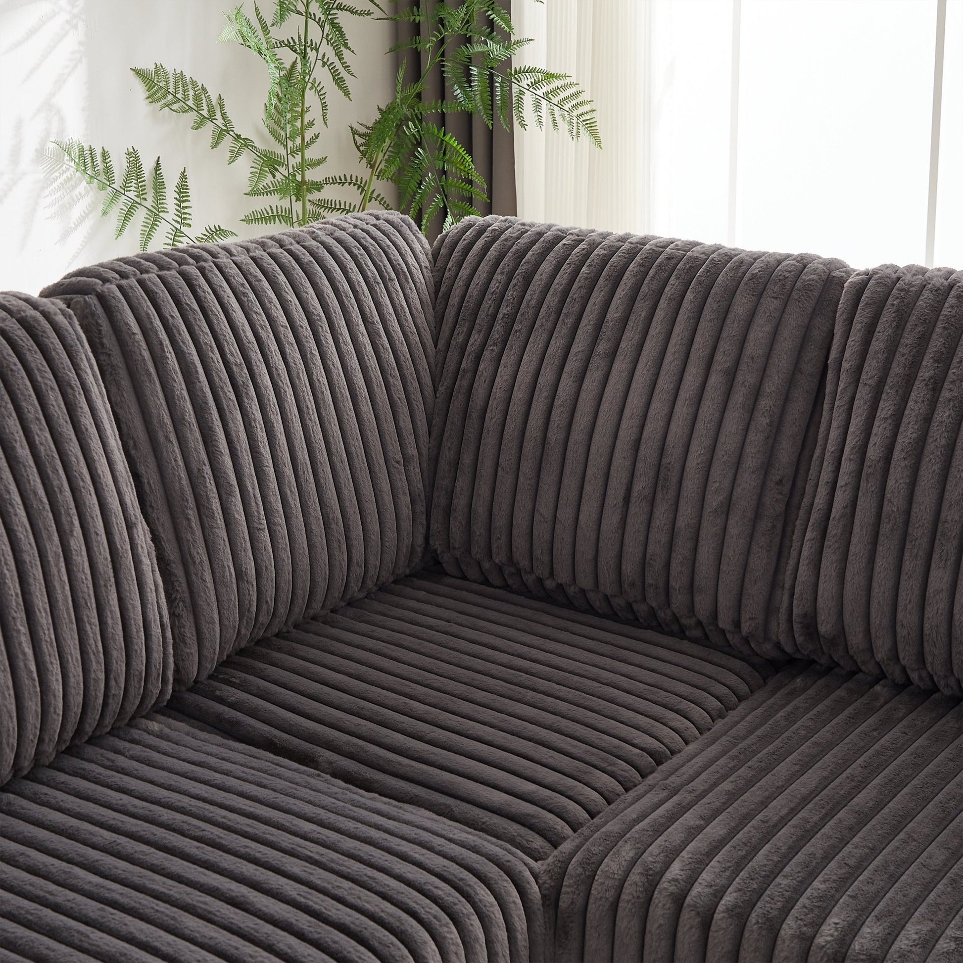 Sofá rinconero XXL de pana gris con chaise longue y almacenaje Home & Garden - Furniture - Home Furniture | Zulter VIP