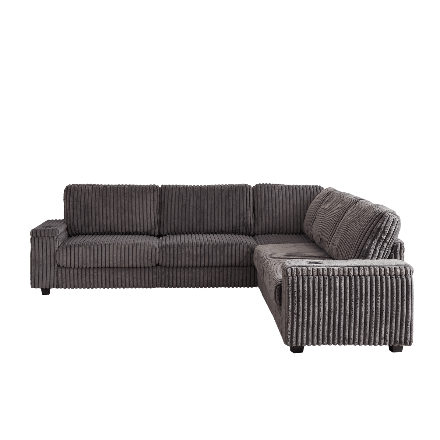 Sofá rinconero XXL de pana gris con chaise longue y almacenaje Home & Garden - Furniture - Home Furniture | Zulter VIP