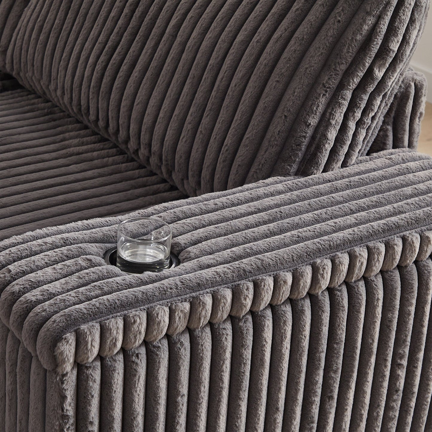 Sofá rinconero XXL de pana gris con chaise longue y almacenaje Home & Garden - Furniture - Home Furniture | Zulter VIP