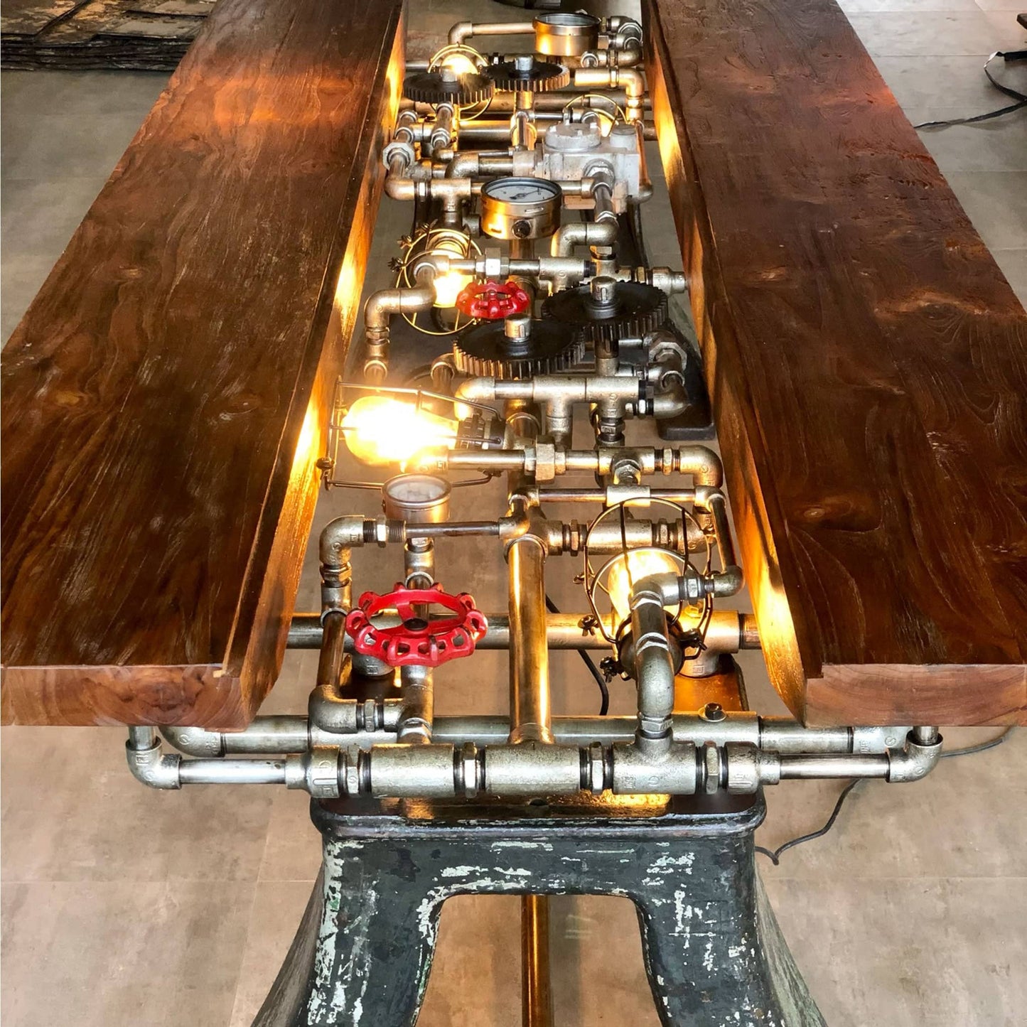 Handcrafted Steampunk Dining Table - Exclusive Masterpiece