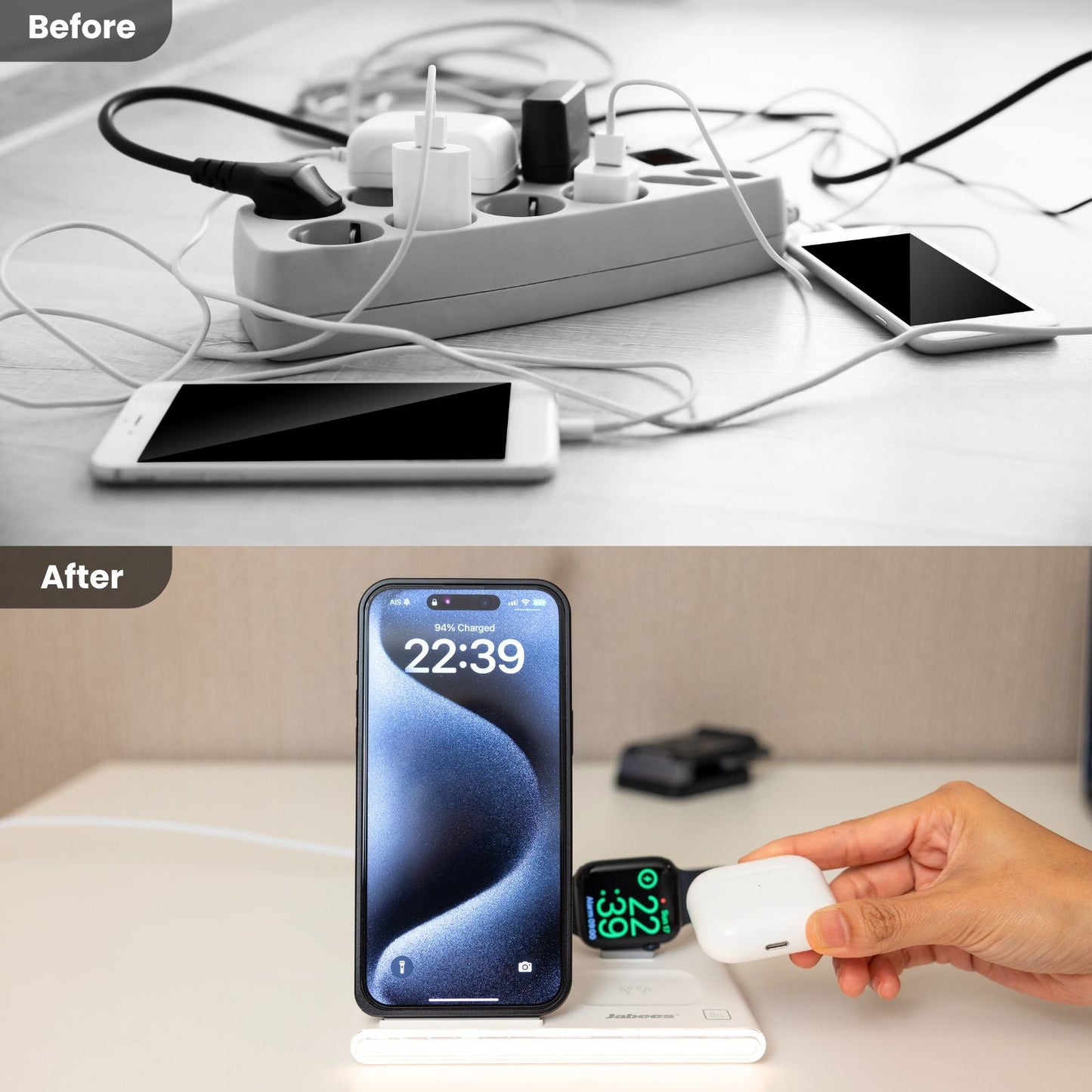 ✨ PowerGlow 4-in-1 - alles auf einmal, stilvoll und kabellos aufladen