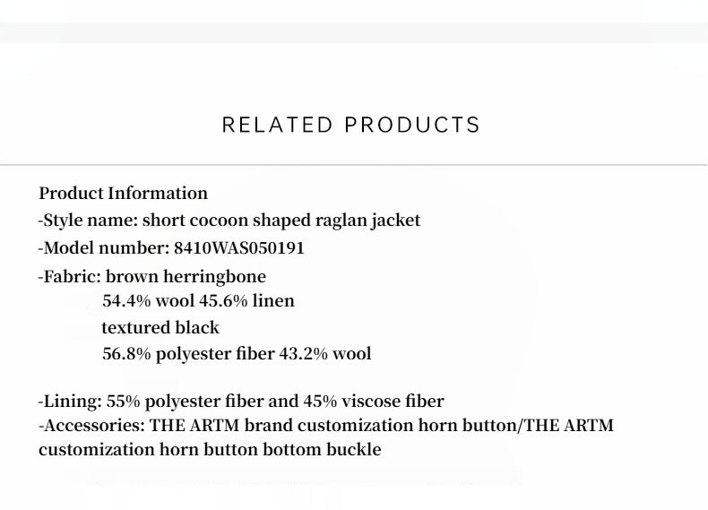 Exclusive Italian "Warm Cocoon" Coat in Virgin Wool and Linen - Cocoon Cut, Herringbone Pattern, Haute Couture