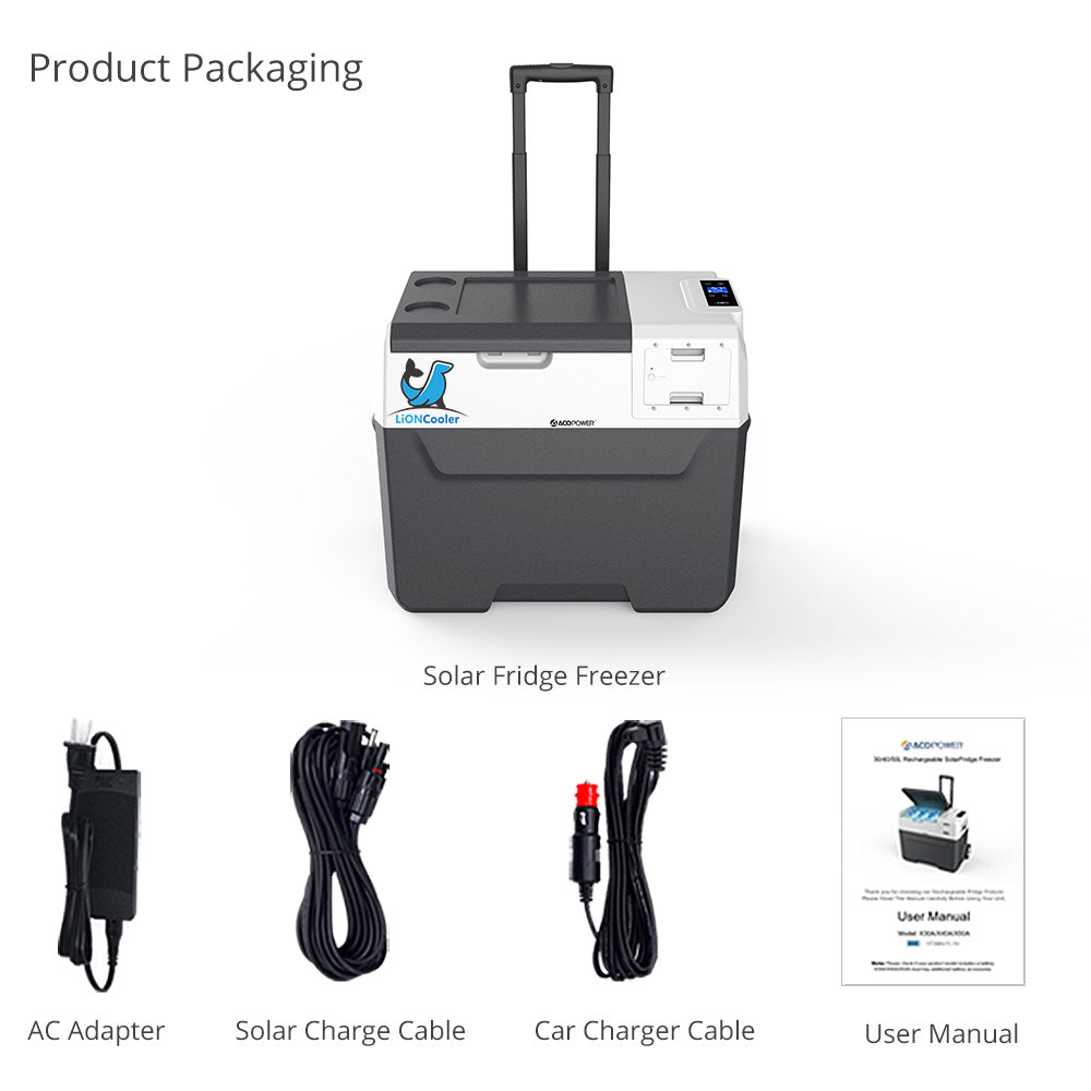 🧊 Refrigerador-Congelador Solar Portátil Premium (42 cuartos / 40L) con batería recargable