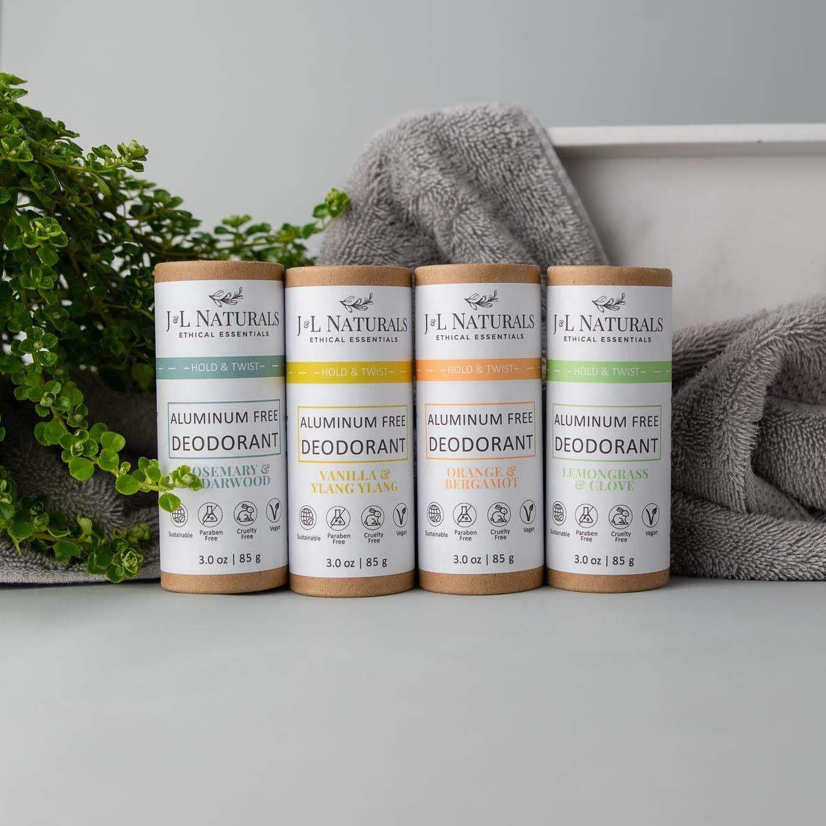 Packung mit 4 extra starken aluminiumfreien natürlichen Deodorants