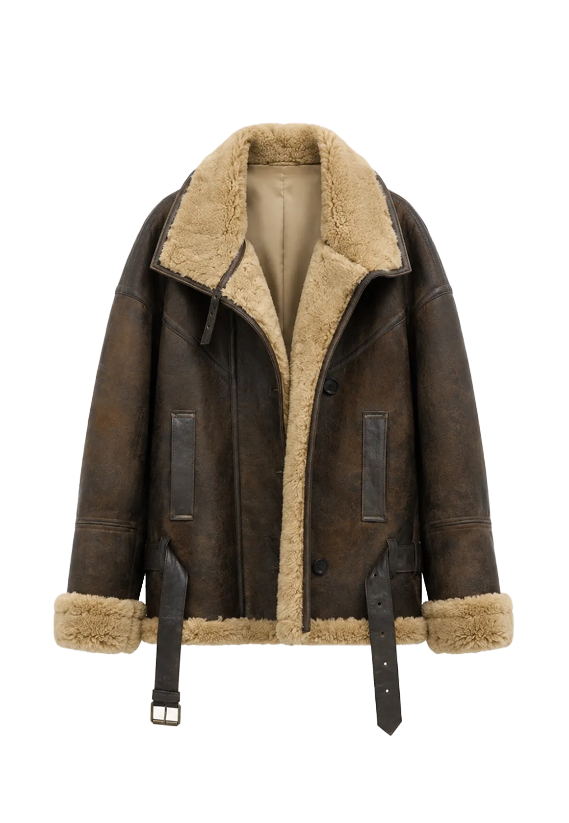 Abrigo Premium de Piel de Oveja Merina para Mujer – Estilo Motero Vintage Fireladyfur