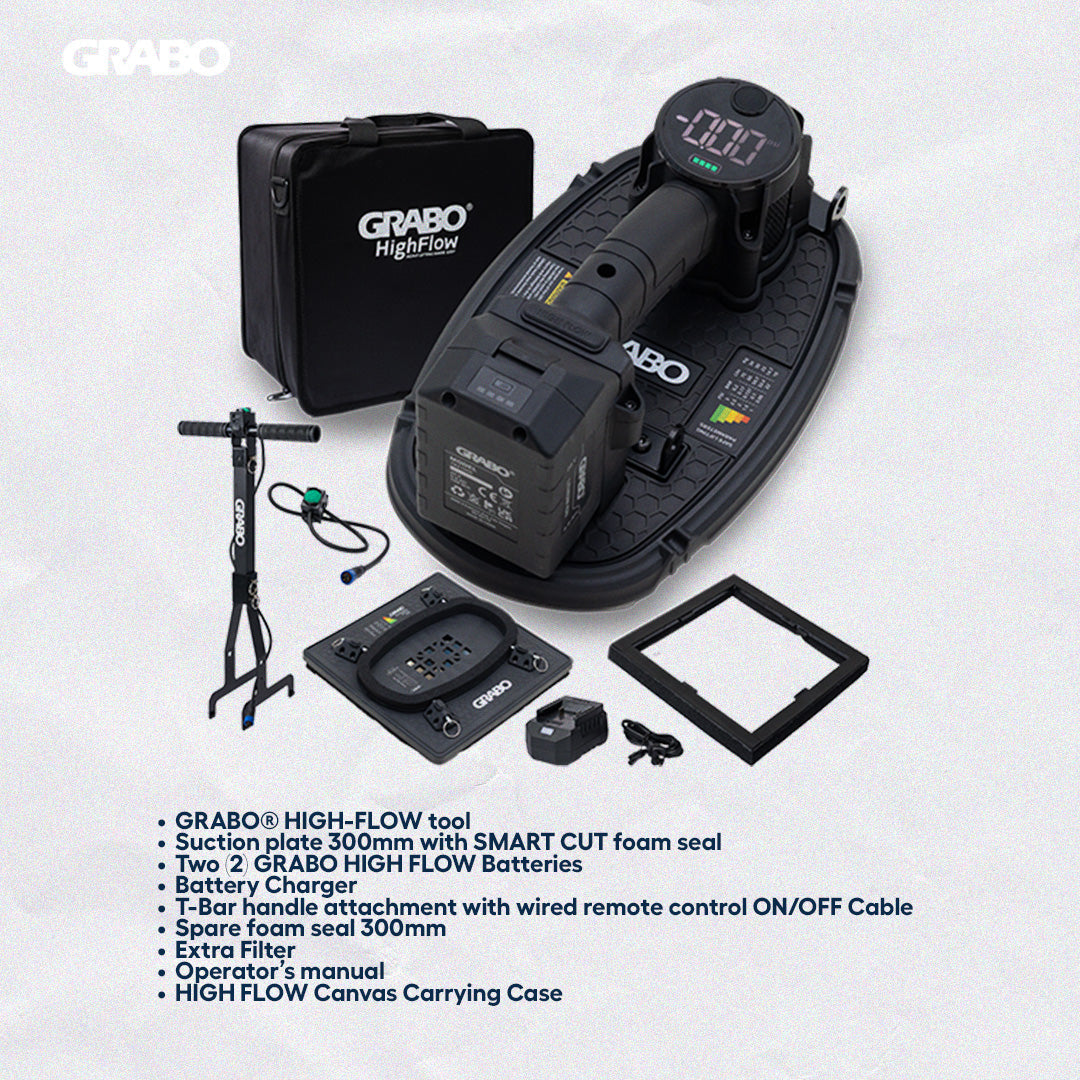 GRABO High Flow – Elevador de Vacío Inalámbrico para Materiales Porosos hasta 110 kg