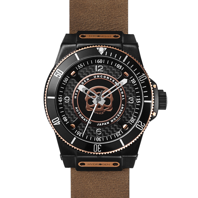 Skull Rose Nato-Dark Force Luxusuhr in braunem Premium-Leder