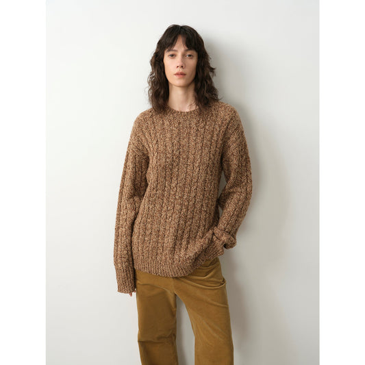 Pull ample à col ras du cou en laine de première qualité - Chaleur et style naturels