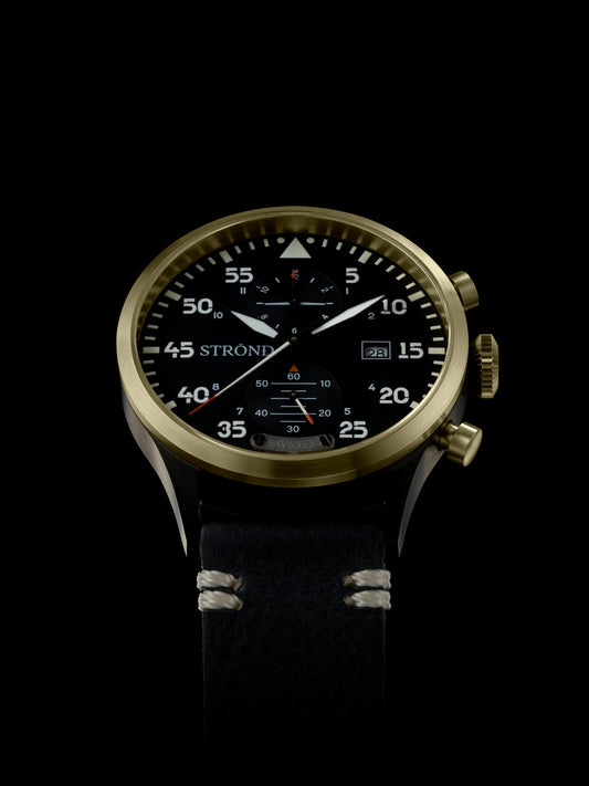 Reloj STROND DC3 MkII Edición Limitada – Acero Negro & Bronce, Inspiración Aviación 1940’s