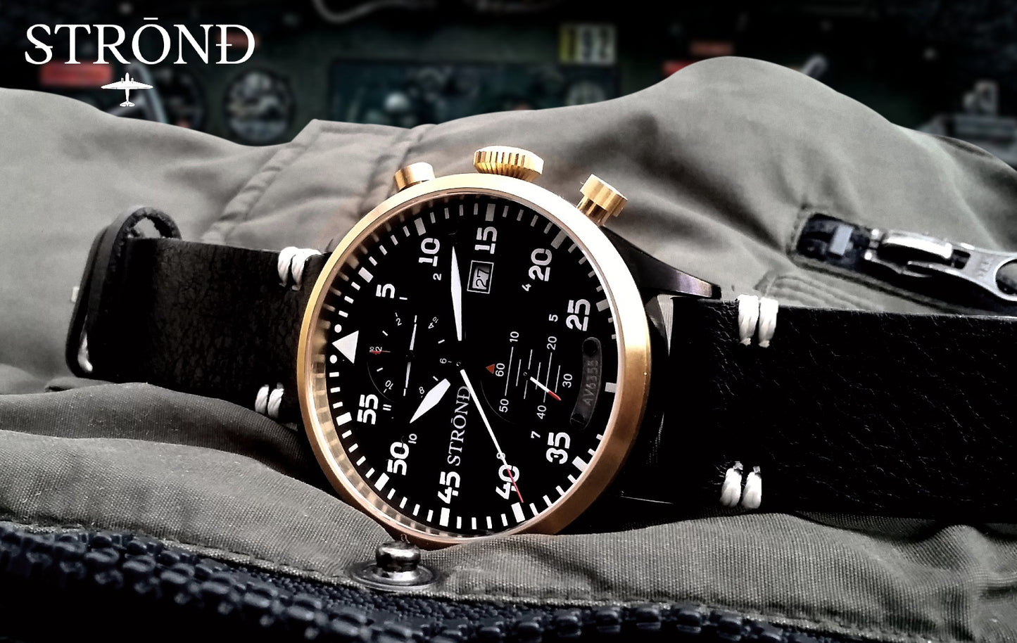 Reloj STROND DC3 MkII Edición Limitada – Acero Negro & Bronce, Inspiración Aviación 1940’s