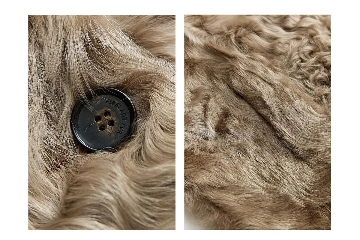 Abrigo Corto de Piel de Oveja Natural Young Hu para Mujer Firelady Fur – Cuello Alto y Textura Ondulada Women's Fashion - Women's Clothing - Jackets & Coats - Real Fur | Zulter VIP .