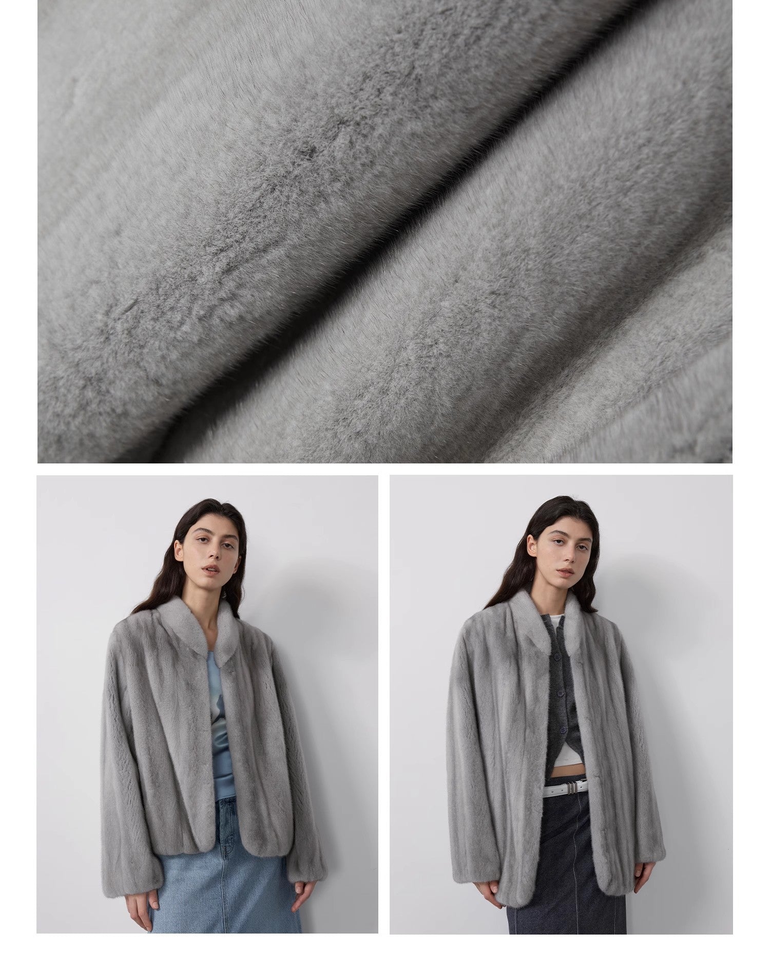 Abrigo corto de piel premium con cuello alto y acabado café cálido Women's Fashion - Women's Clothing - Jackets & Coats - Real Fur | Zulter VIP .