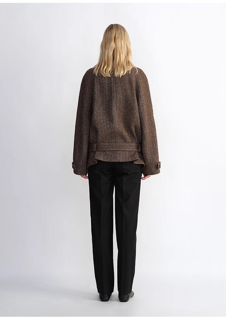 Abrigo Exclusivo Italiano "Warm Cocoon" de Lana Virgen y Lino - Corte Capullo,Patrón Espiga ,Alta costura Women's Fashion - Women's Clothing - Jackets & Coats - Wool & Blends | Zulter VIP